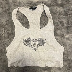 SHEIN Light Gray Graphic Tank Top